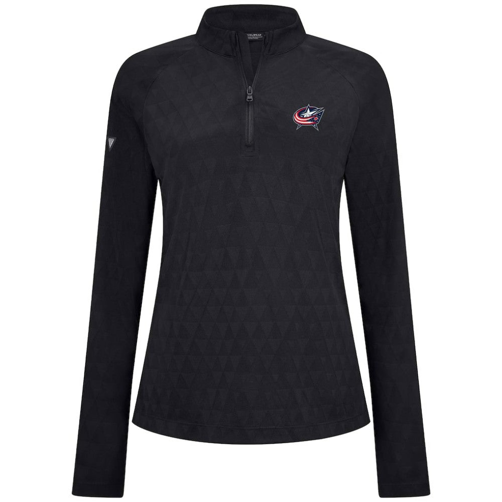 NHL Columbus Blue Jackets Levelwear Women's Spike Raglan Quarter-Zip Top - Black