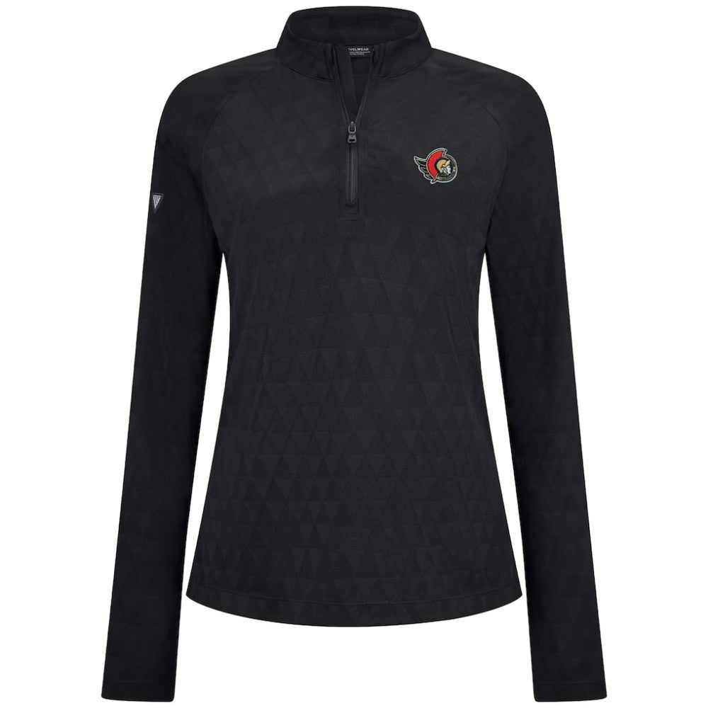 NHL Ottawa Senators Levelwear Women's Spike Raglan Quarter-Zip Top - Black