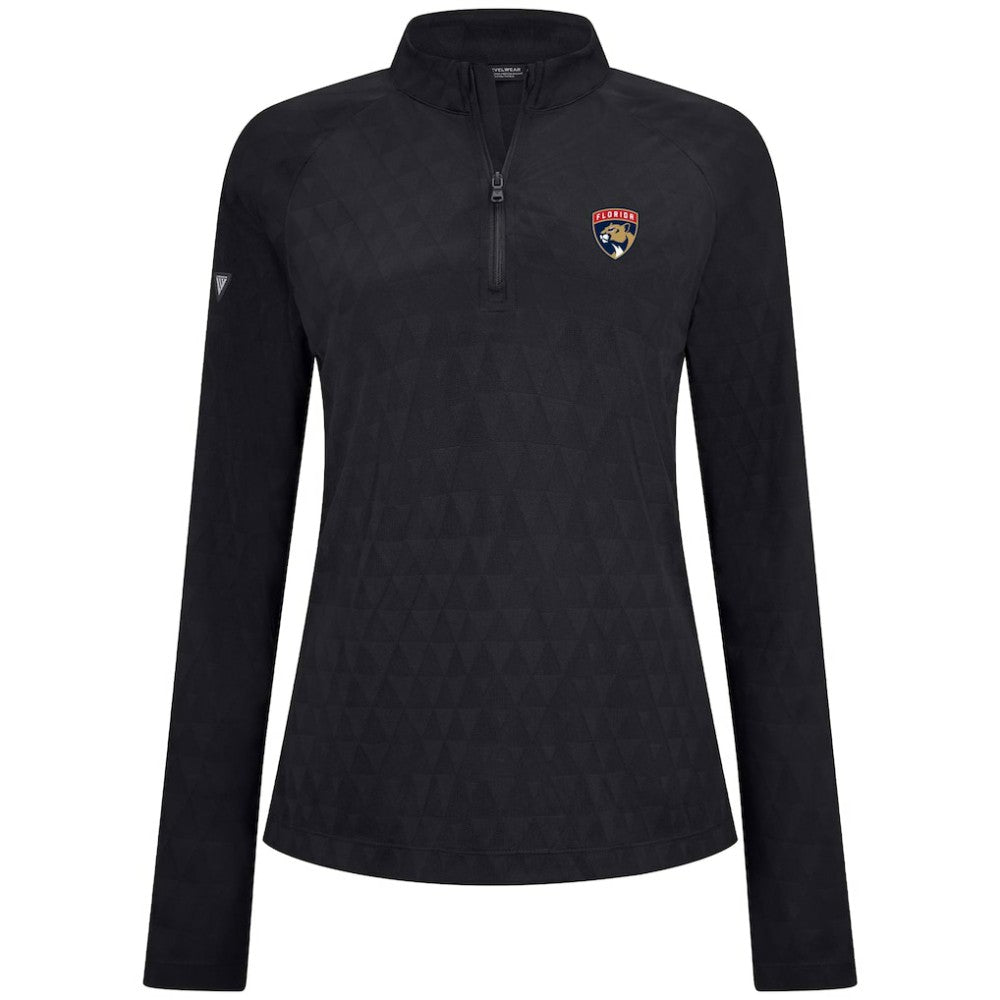 NHL Florida Panthers Levelwear Women's Spike Raglan Quarter-Zip Top - Black