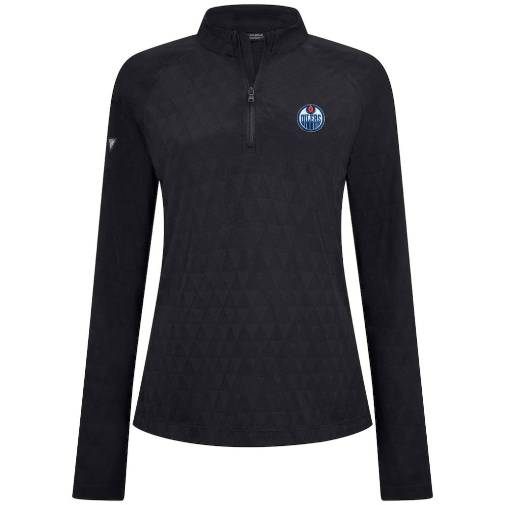 NHL Edmonton Oilers Levelwear Women's Spike Raglan Quarter-Zip Top - Black