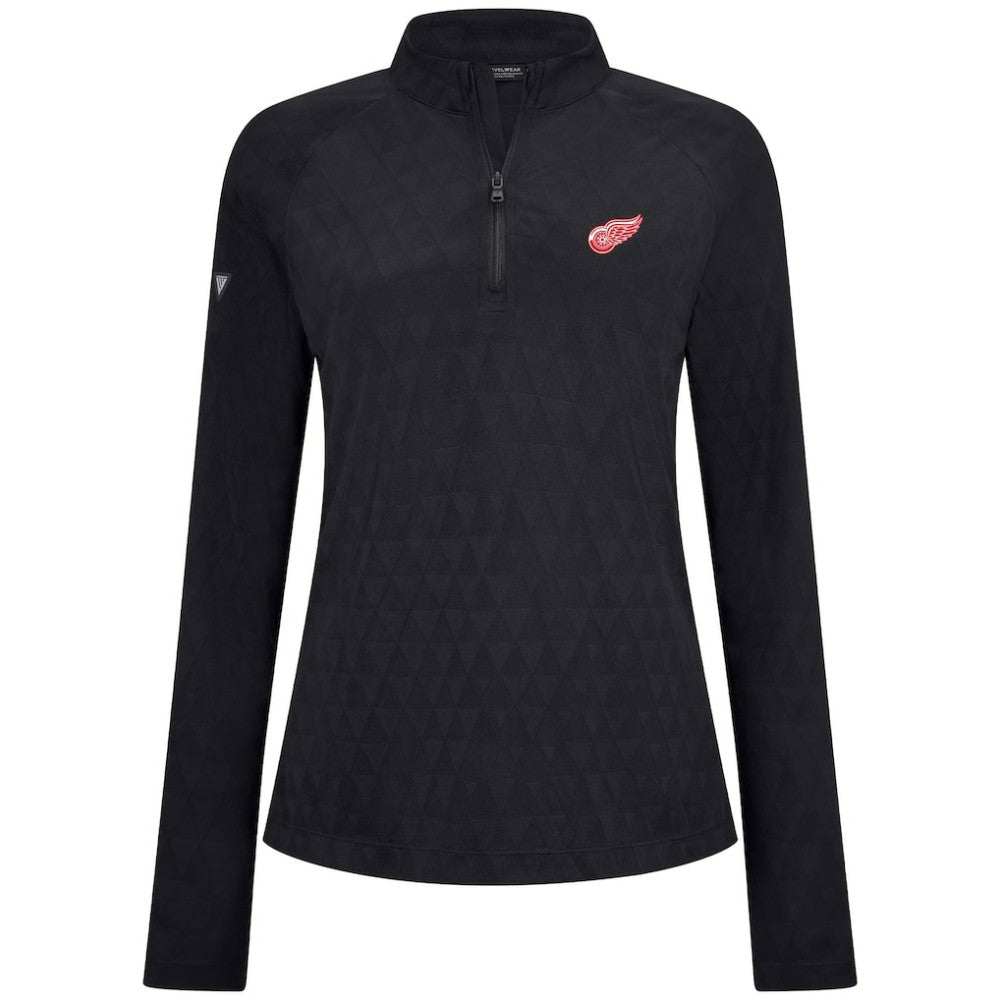 NHL Detroit Red Wings Levelwear Women's Spike Raglan Quarter-Zip Top - Black