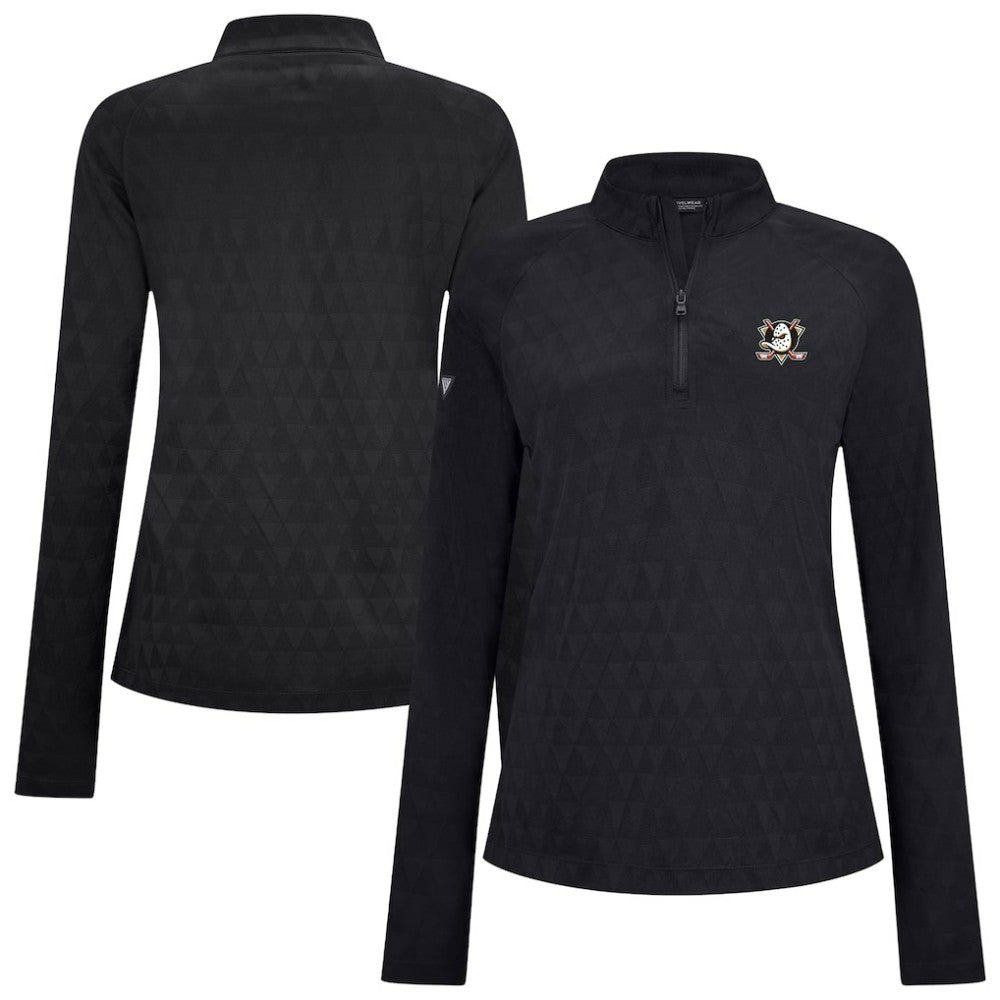 NHL Anaheim Ducks Levelwear Women's Spike Raglan Quarter-Zip Top - Black