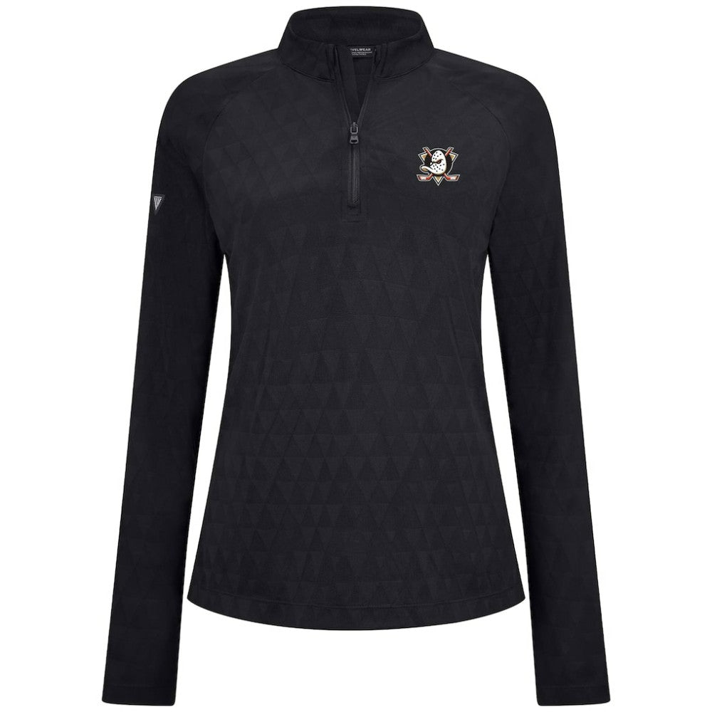 NHL Anaheim Ducks Levelwear Women's Spike Raglan Quarter-Zip Top - Black