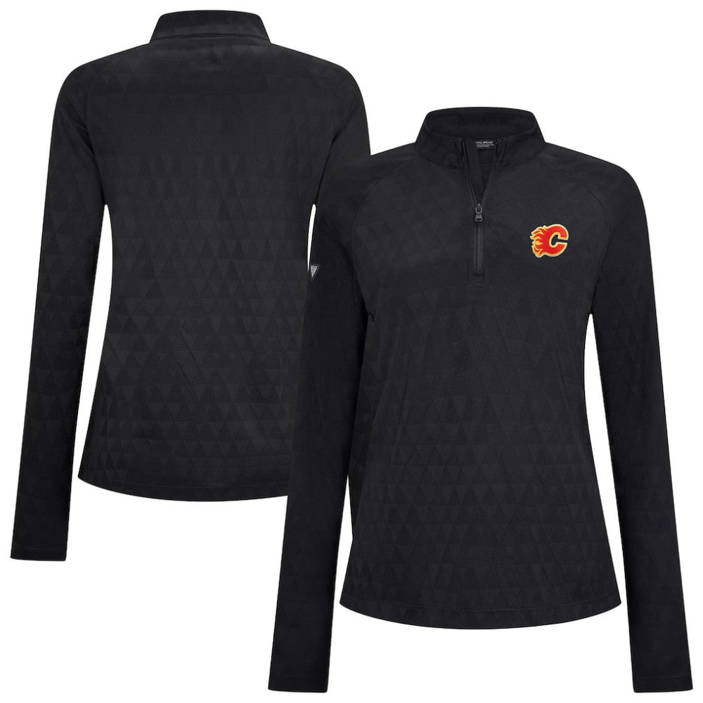 NHL Calgary Flames Levelwear Women's Spike Raglan Quarter-Zip Top - Black