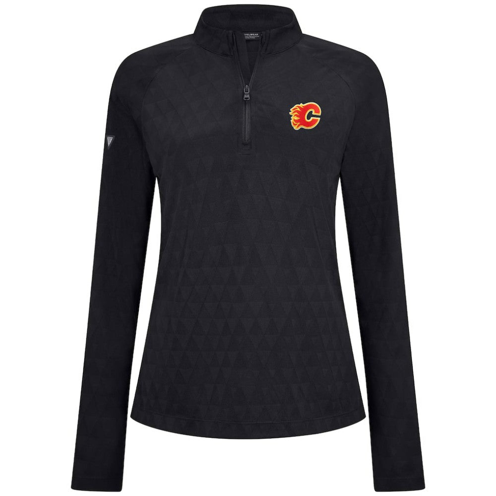NHL Calgary Flames Levelwear Women's Spike Raglan Quarter-Zip Top - Black