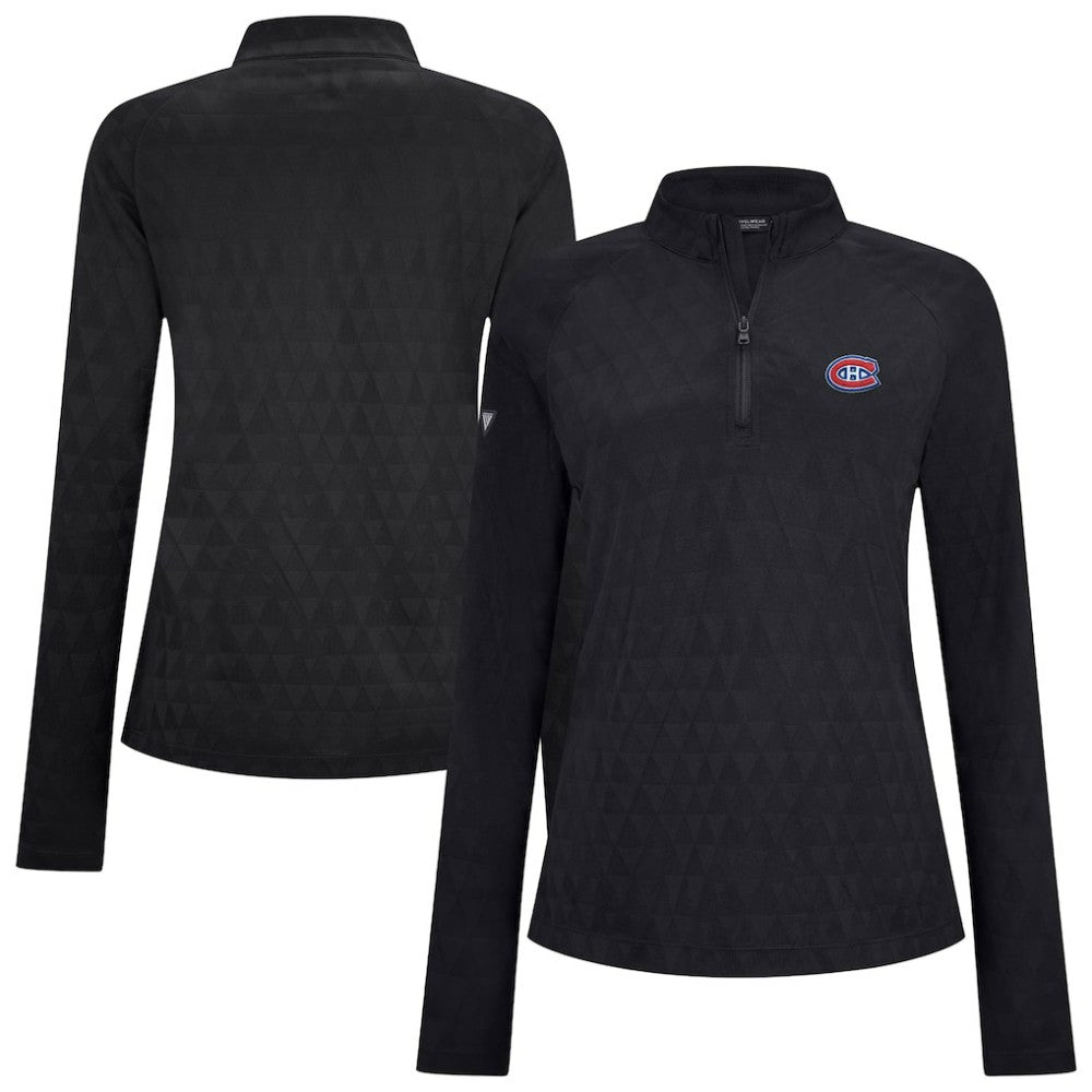 NHL Montreal Canadiens Levelwear Women's Spike Raglan Quarter-Zip Top - Black