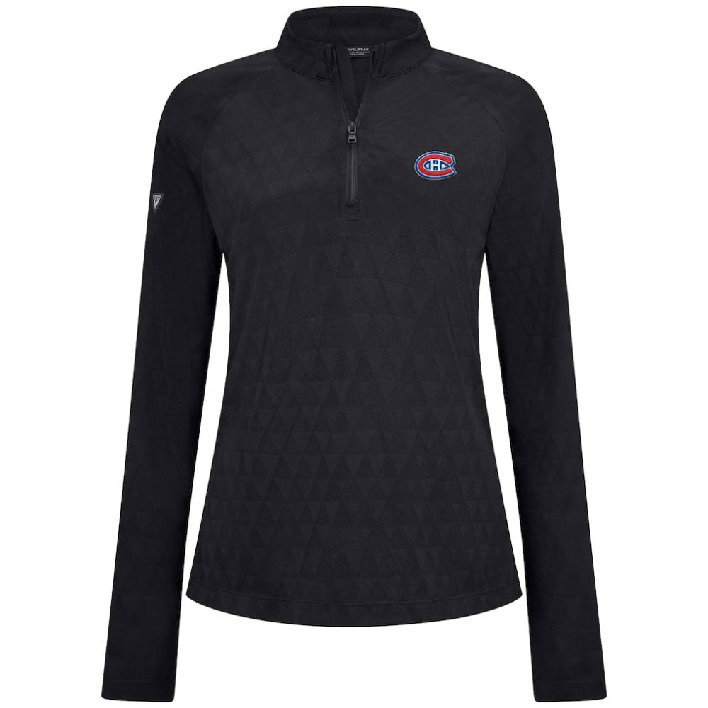 NHL Montreal Canadiens Levelwear Women's Spike Raglan Quarter-Zip Top - Black