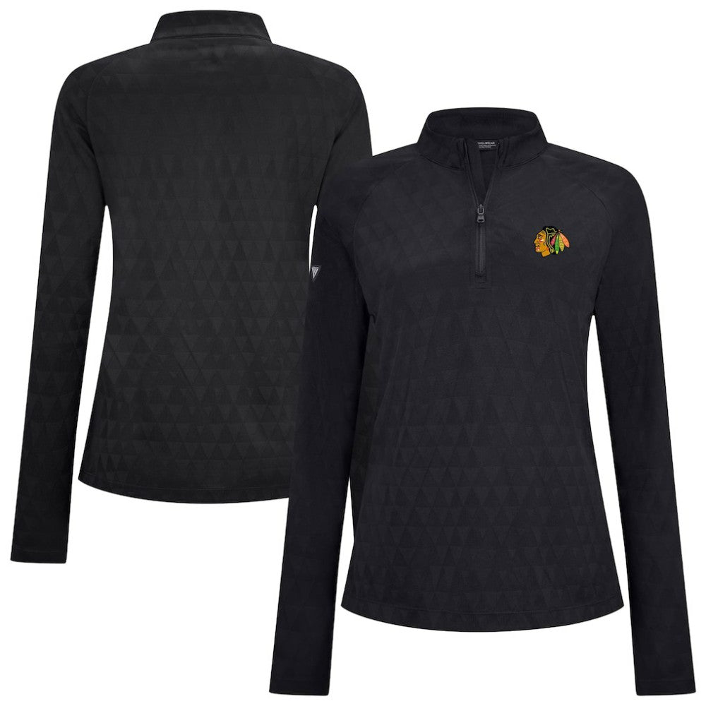 NHL Chicago Blackhawks Levelwear Women's Spike Raglan Quarter-Zip Top - Black