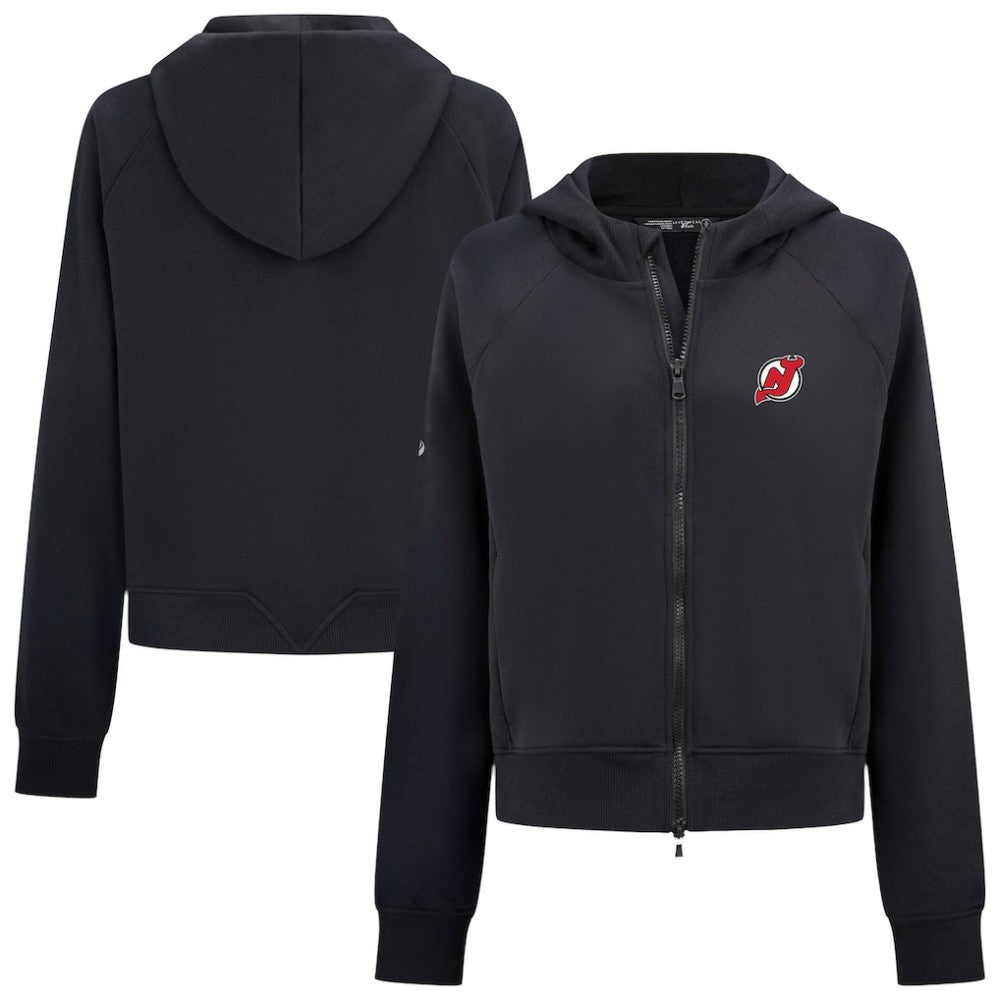NHL New Jersey Devils Levelwear Women's Judd Raglan Full-Zip Hoodie - Black