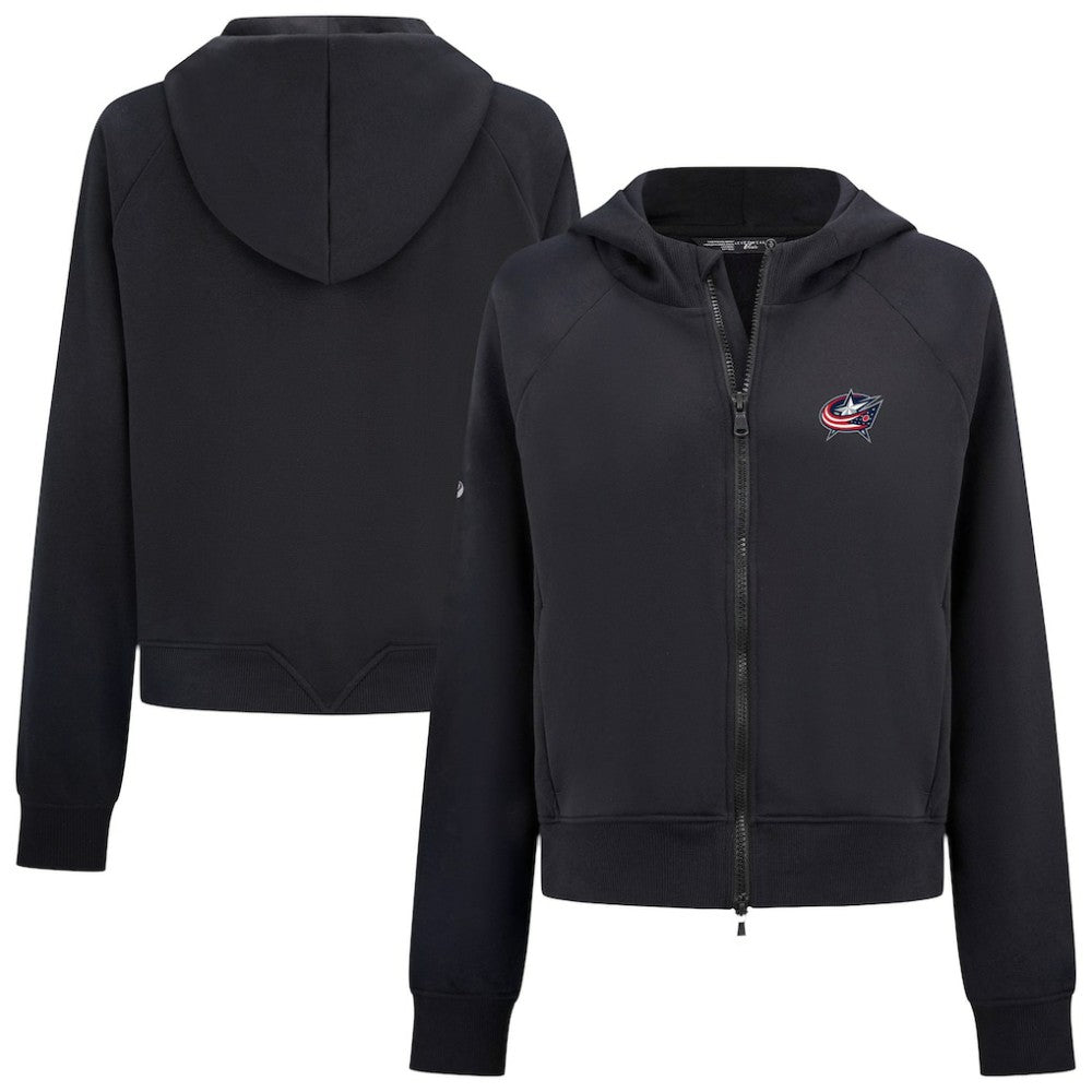 NHL Columbus Blue Jackets Levelwear Women's Judd Raglan Full-Zip Hoodie - Black