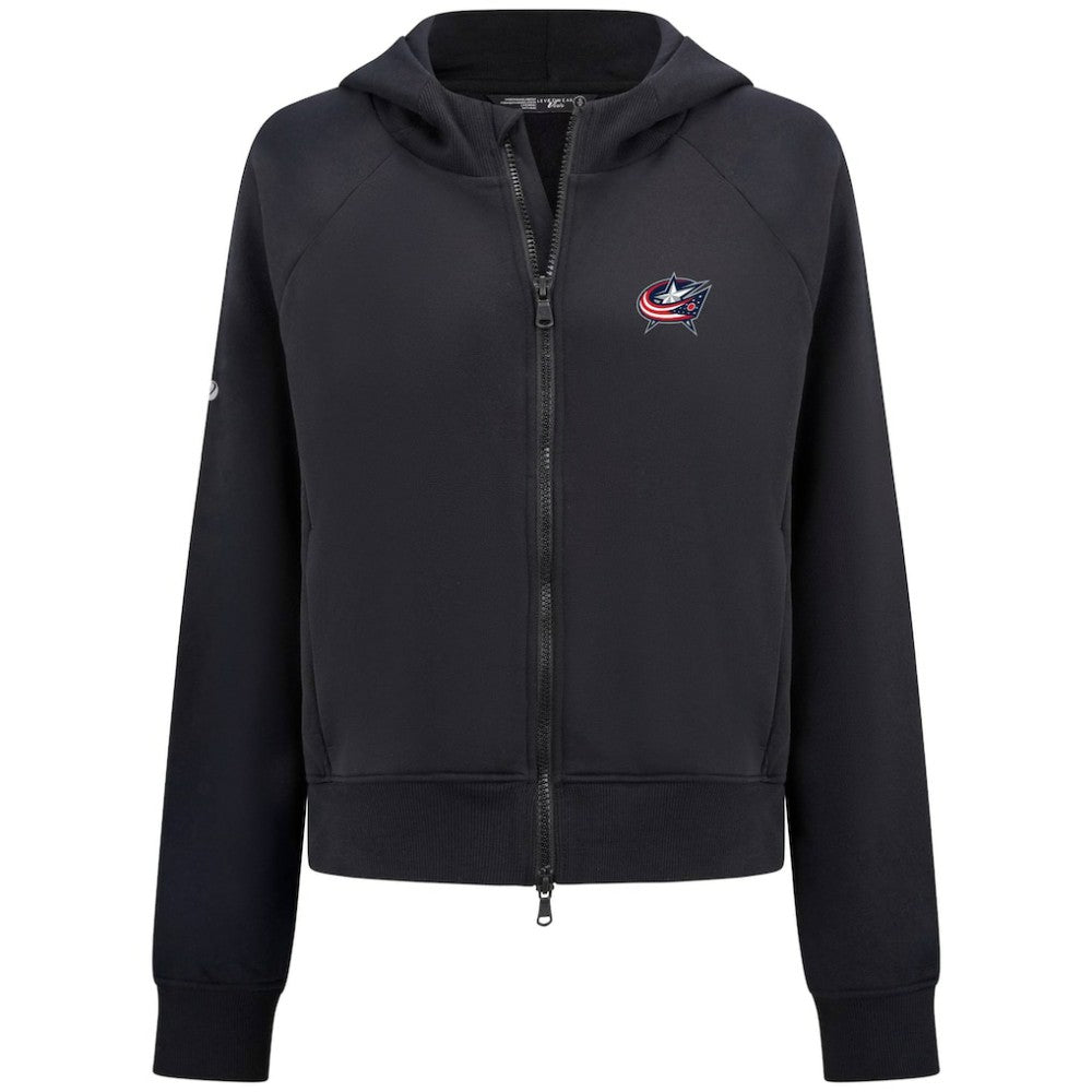 NHL Columbus Blue Jackets Levelwear Women's Judd Raglan Full-Zip Hoodie - Black