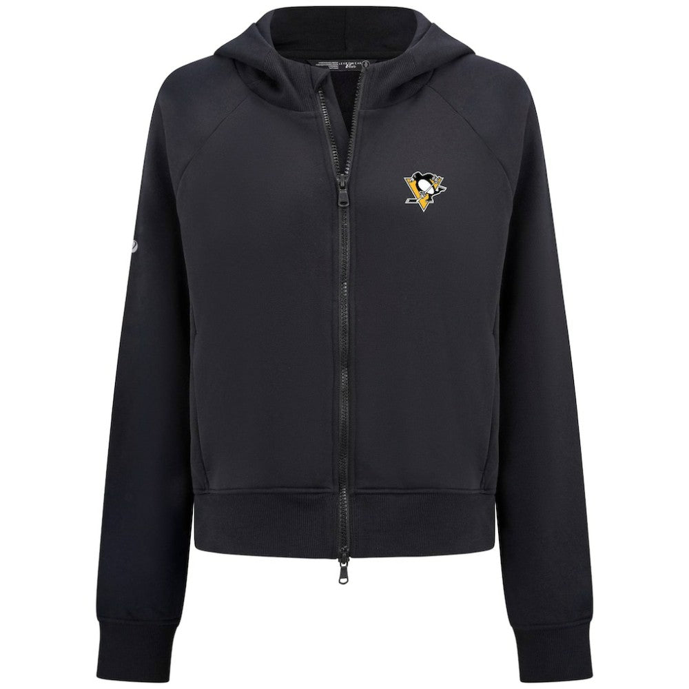 NHL Pittsburgh Penguins Levelwear Women's Judd Raglan Full-Zip Hoodie - Black