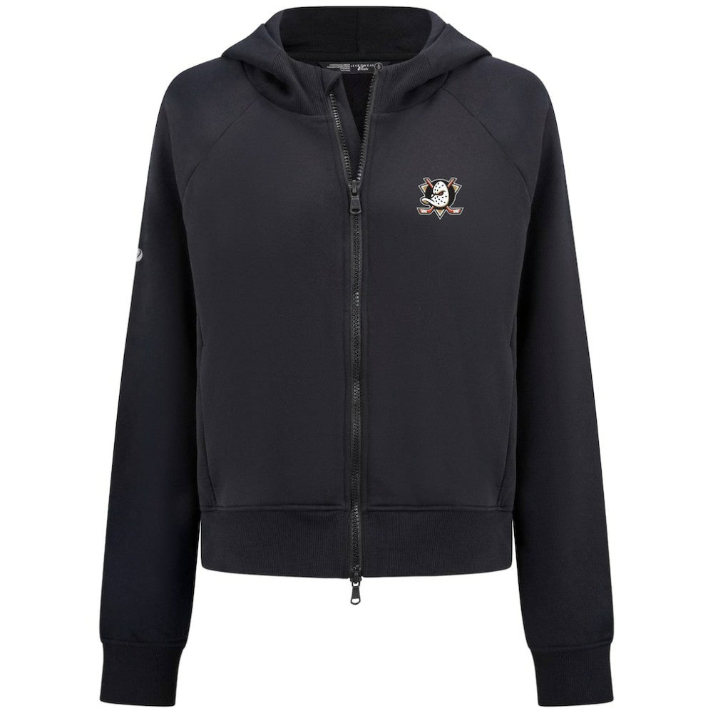 NHL Anaheim Ducks Levelwear Women's Judd Raglan Full-Zip Hoodie - Black