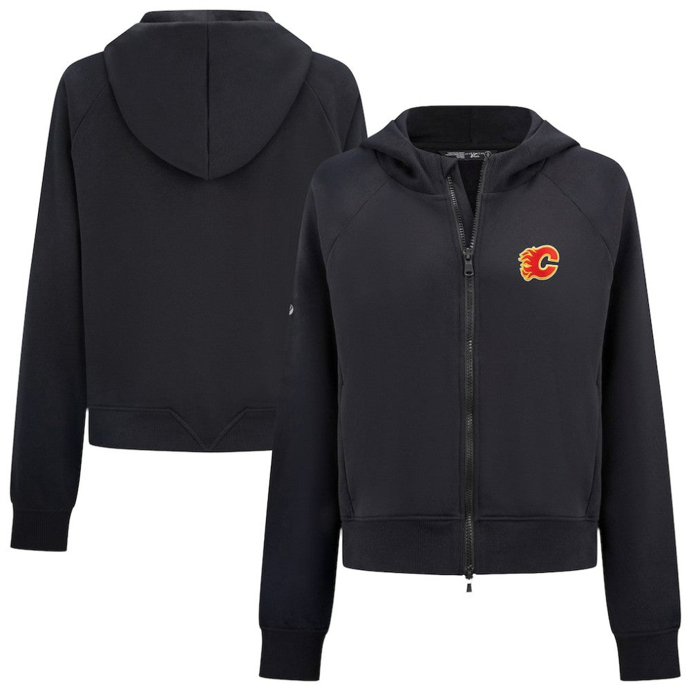 NHL Calgary Flames Levelwear Women's Judd Raglan Full-Zip Hoodie - Black