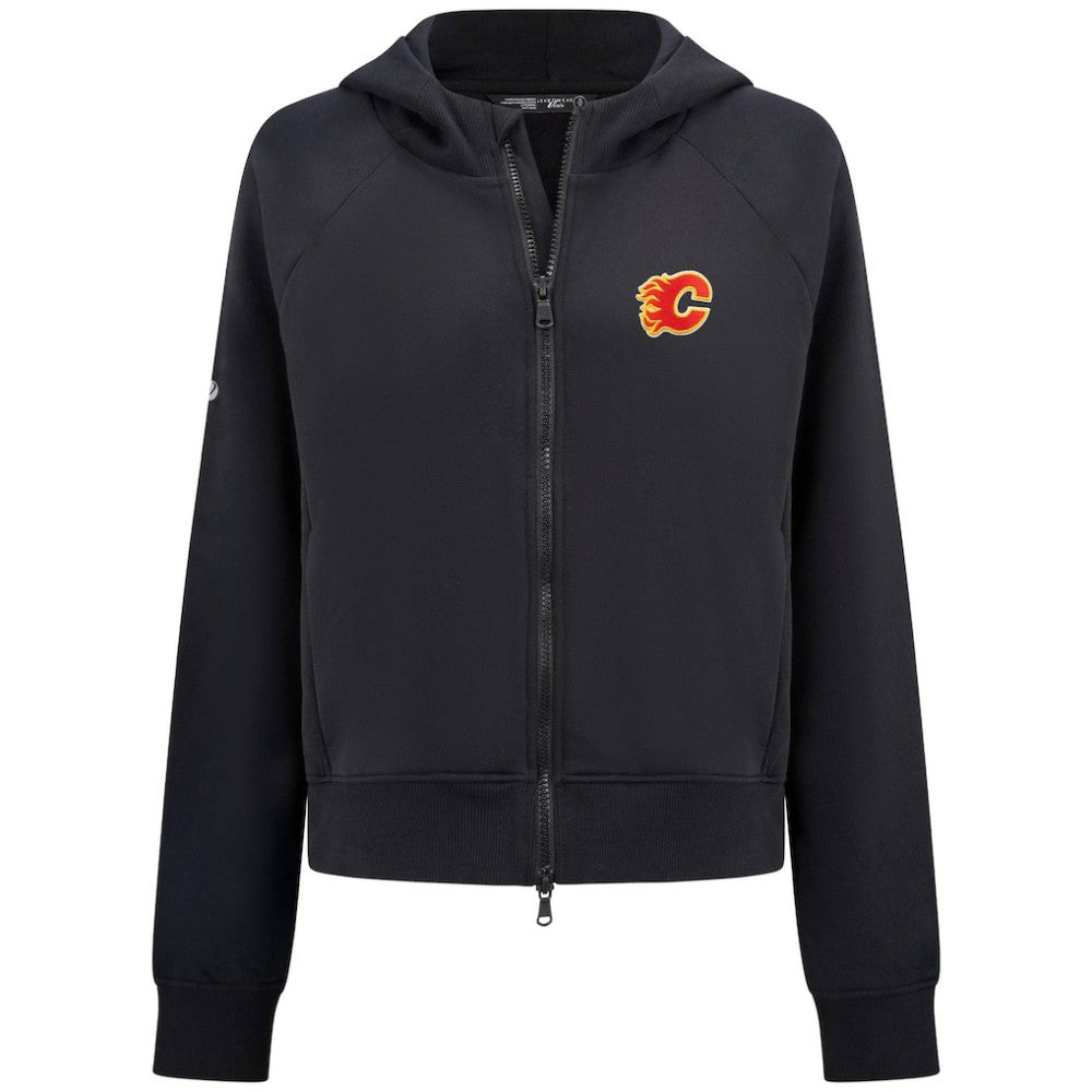 NHL Calgary Flames Levelwear Women's Judd Raglan Full-Zip Hoodie - Black