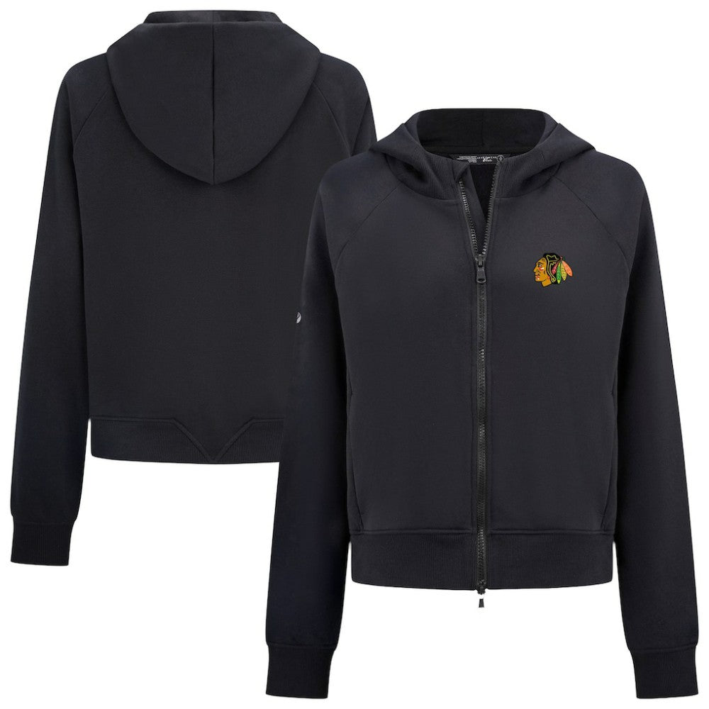NHL Chicago Blackhawks Levelwear Women's Judd Raglan Full-Zip Hoodie - Black
