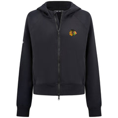 NHL Chicago Blackhawks Levelwear Women's Judd Raglan Full-Zip Hoodie - Black