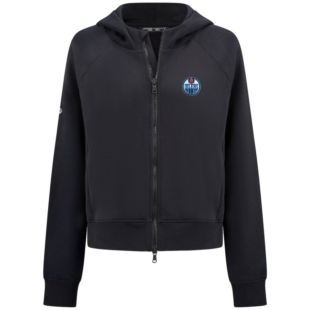 NHL Edmonton Oilers Levelwear Women's Judd Raglan Full-Zip Hoodie - Black