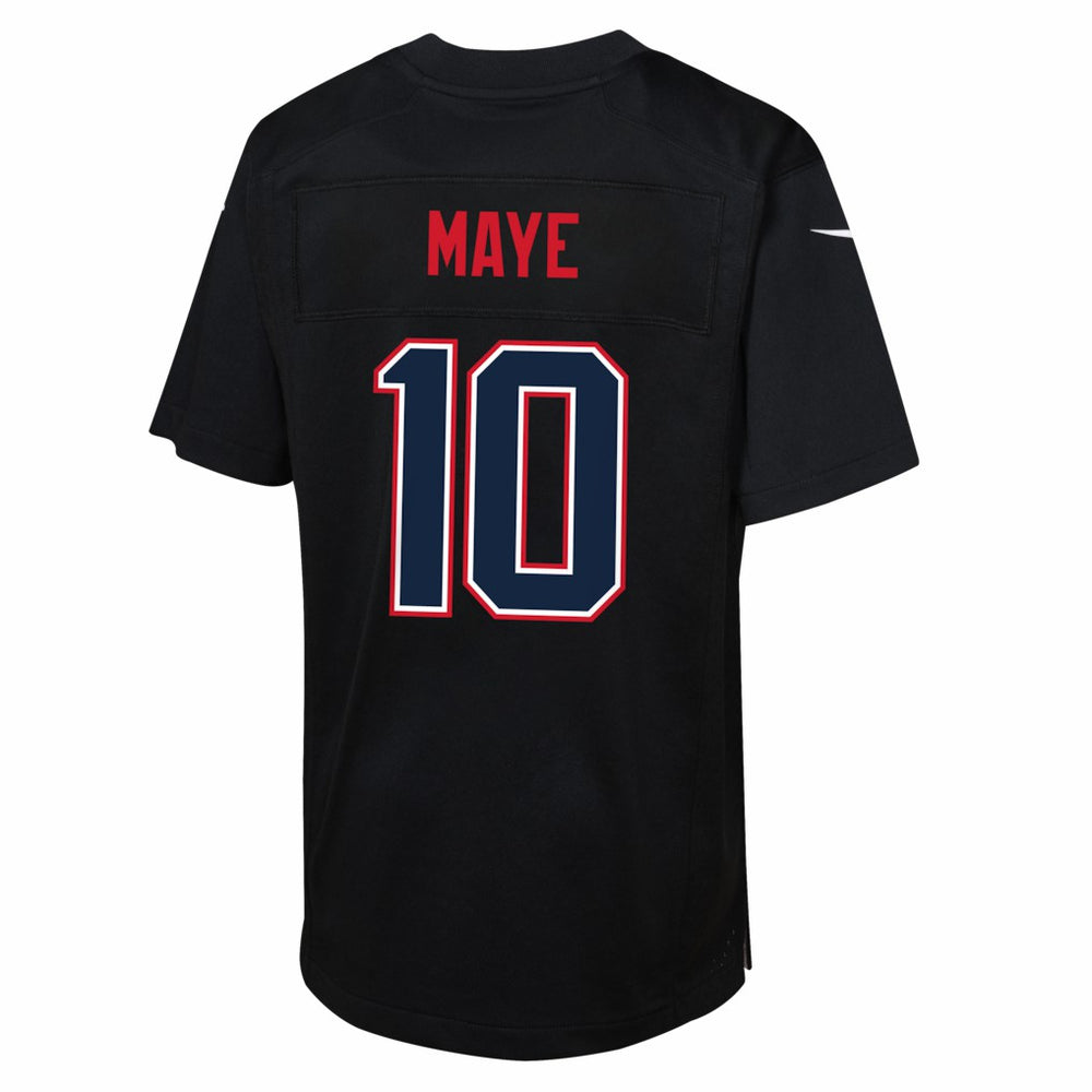 NFL Drake Maye New England Patriots Youth Super Bowl LX Patch Carbon Fashion Game Jersey - Black