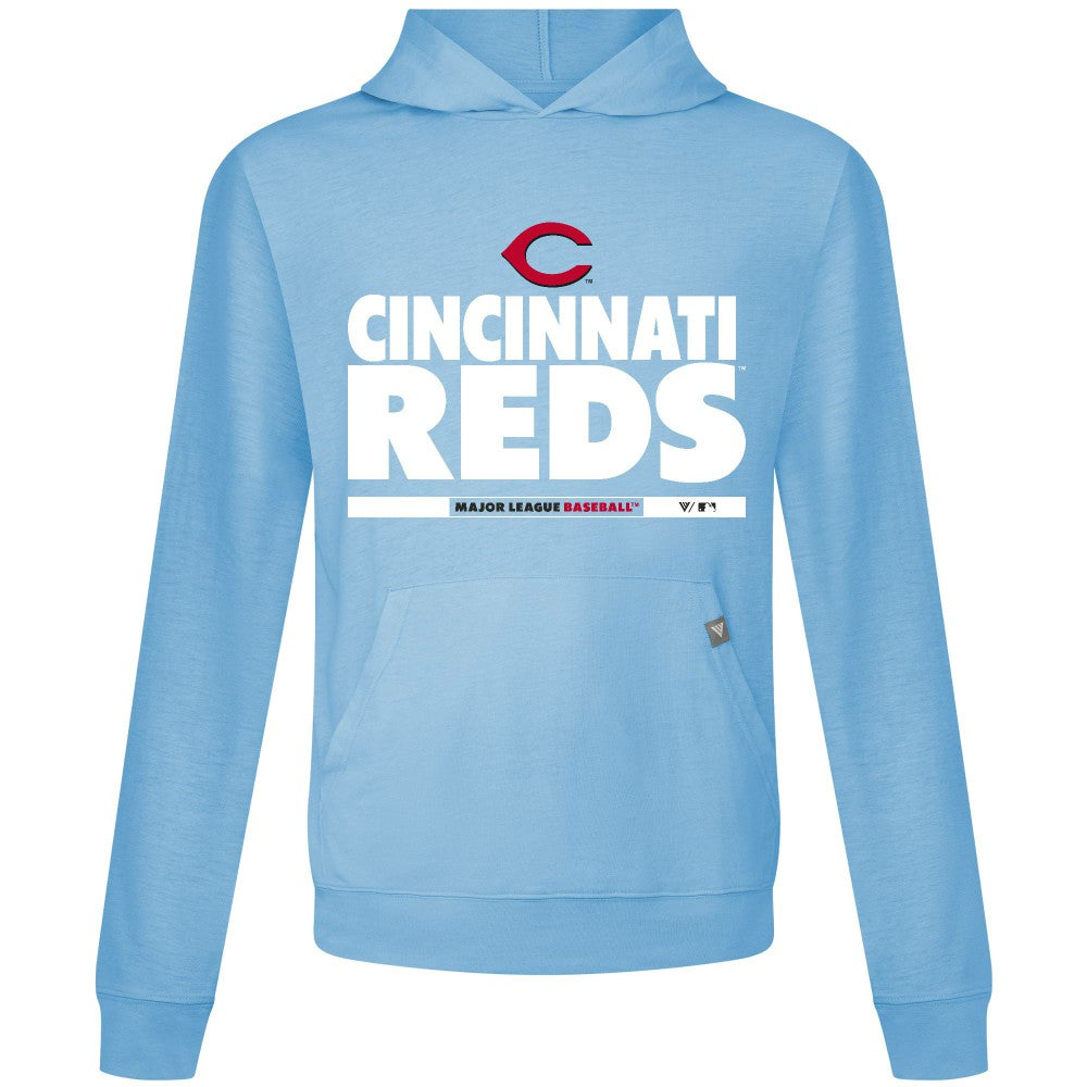 Cincinnati Reds Levelwear Relay Center Stage Long Sleeve Hooded T-Shirt - Light Blue T-shirts