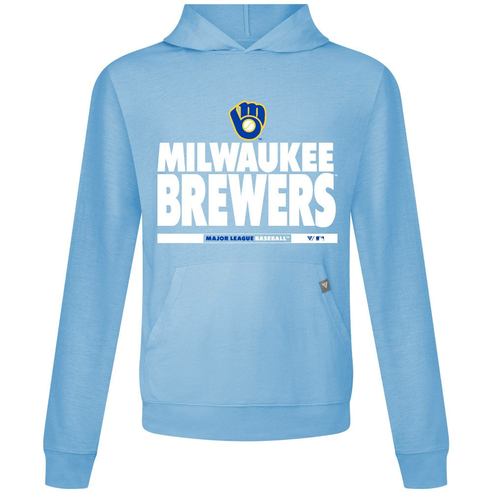 Milwaukee Brewers Levelwear Relay Center Stage Long Sleeve Hooded T-Shirt - Light Blue T-shirts
