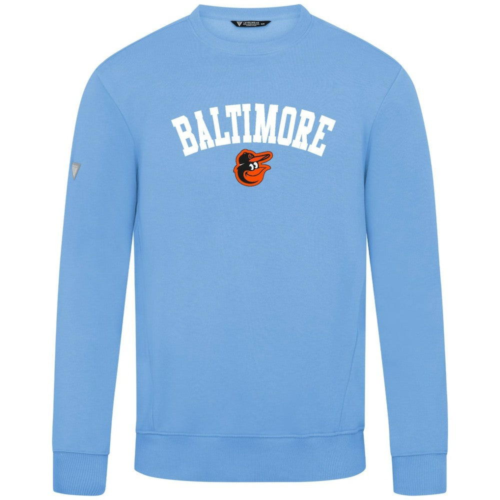 Baltimore Orioles Levelwear Zane Felt Arch Pullover Sweatshirt - Light Blue Pullover