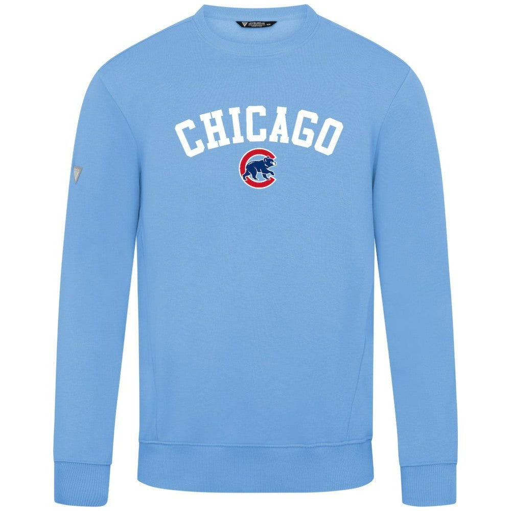 Chicago Cubs Levelwear Zane Felt Arch Pullover Sweatshirt - Light Blue Pullover