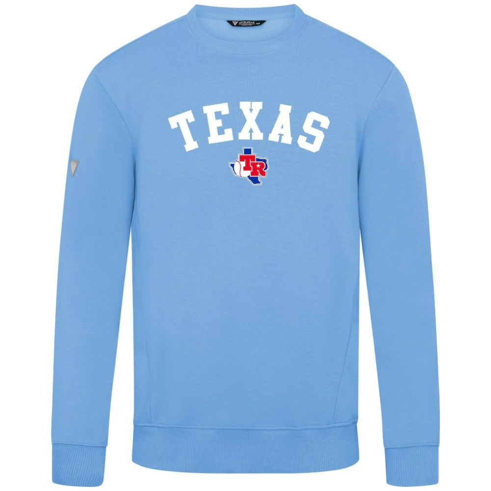 Texas Rangers Levelwear Zane Felt Arch Pullover Sweatshirt - Light Blue Pullover