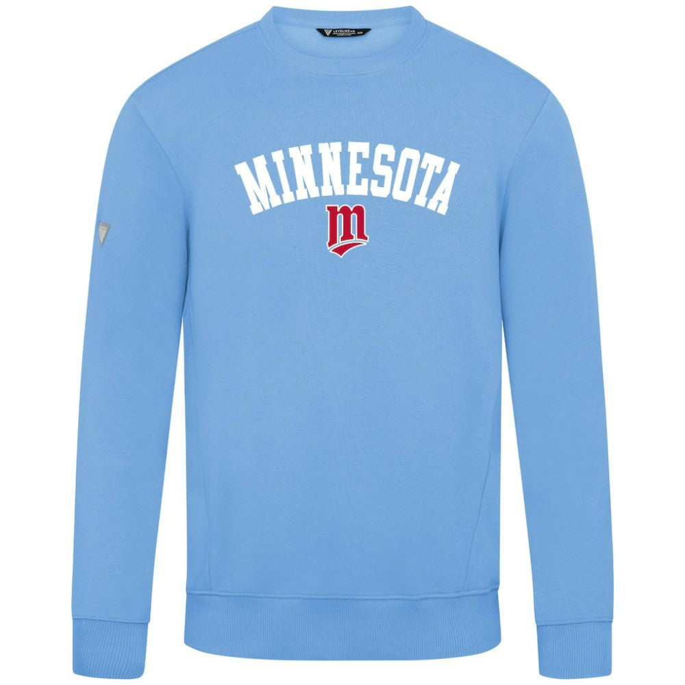 Minnesota Twins Levelwear Zane Felt Arch Pullover Sweatshirt - Light Blue Pullover