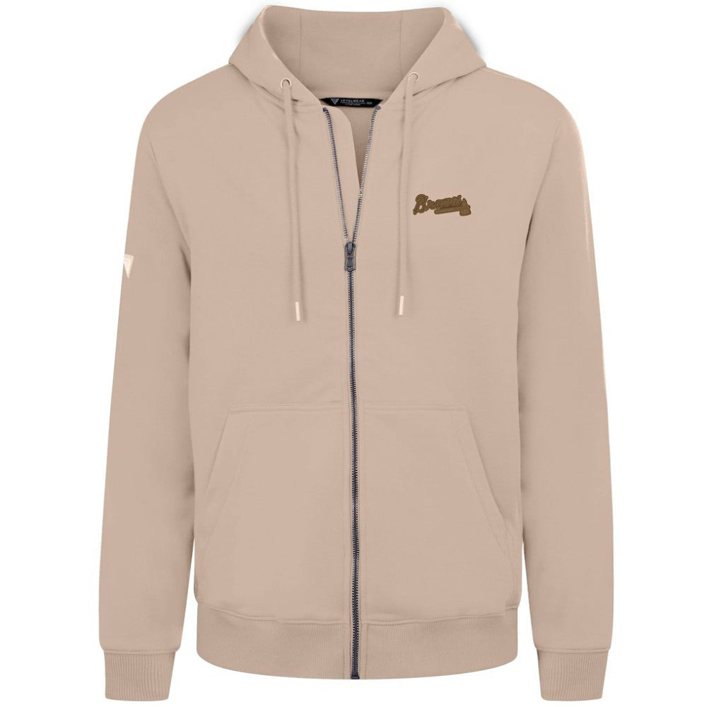 Atlanta Braves Levelwear Podium Full-Zip Hoodie - Khaki Hoodies