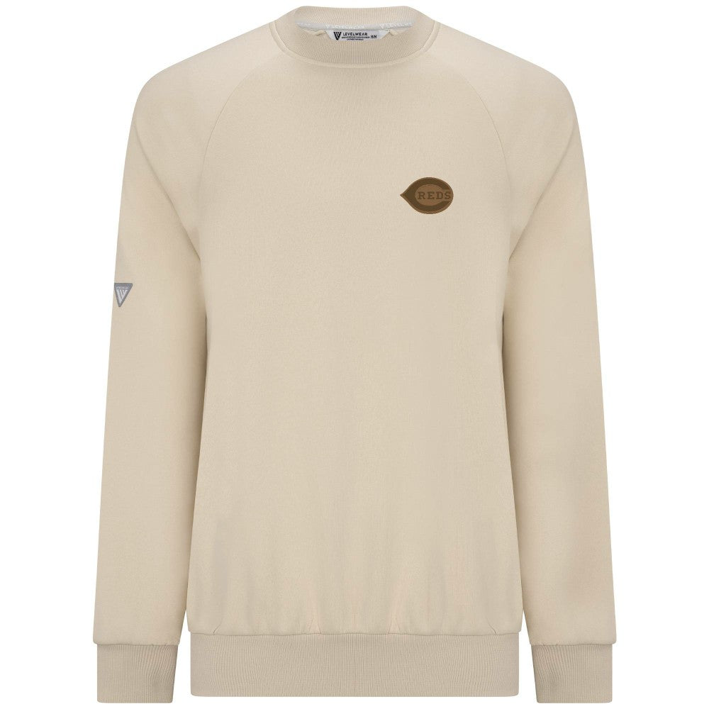 Cincinnati Reds Levelwear Connect Logo Sweatshirt - Khaki Sweatshirts