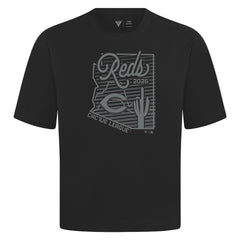 Cincinnati Reds Levelwear Sunrise Luxe Signature Knit T-Shirt - Black T-shirts