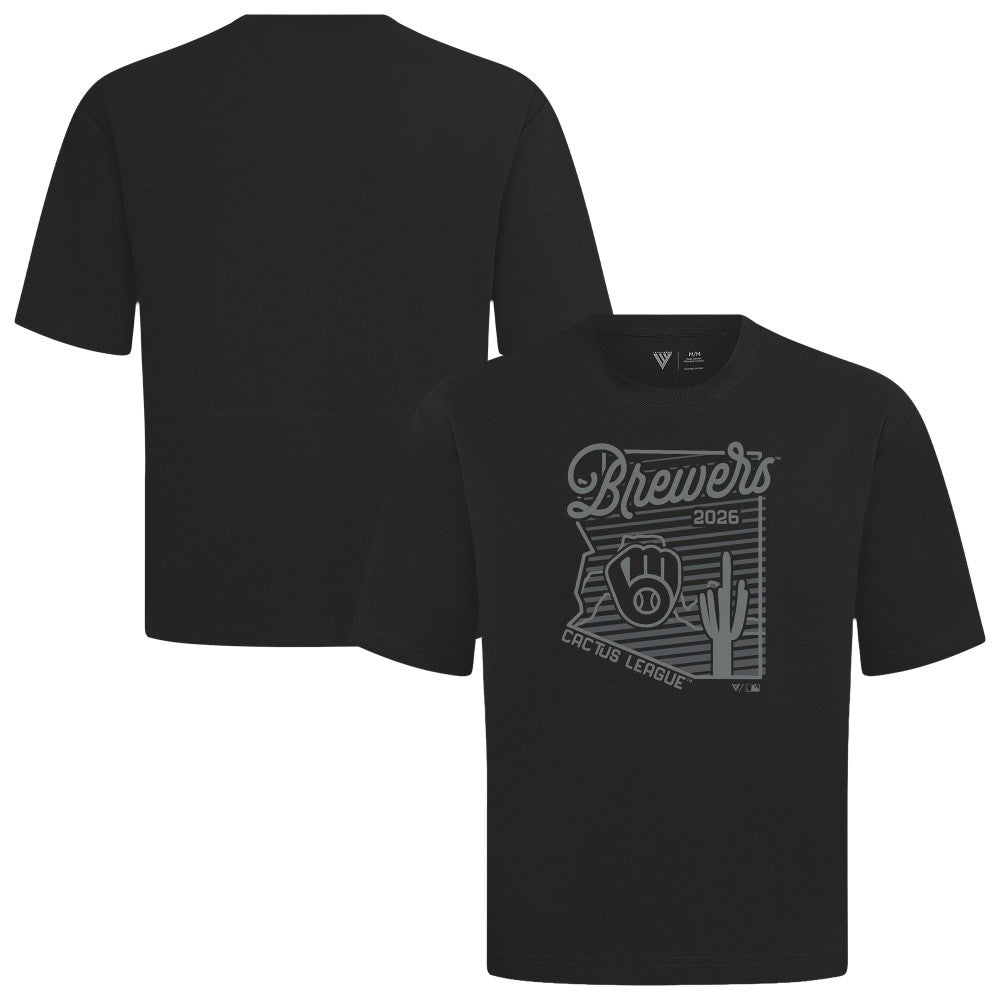 Milwaukee Brewers Levelwear Sunrise Luxe Signature Knit T-Shirt - Black T-shirts