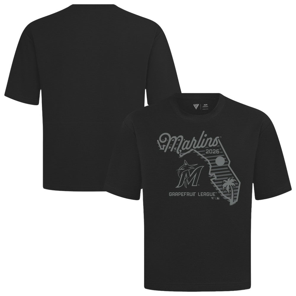 Miami Marlins Levelwear Sunrise Luxe Signature Knit T-Shirt - Black T-shirts