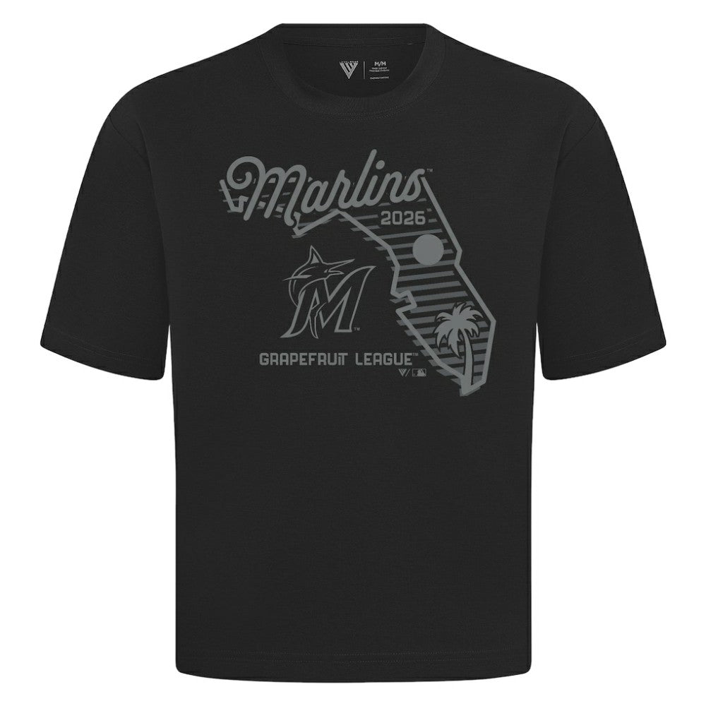 Miami Marlins Levelwear Sunrise Luxe Signature Knit T-Shirt - Black T-shirts