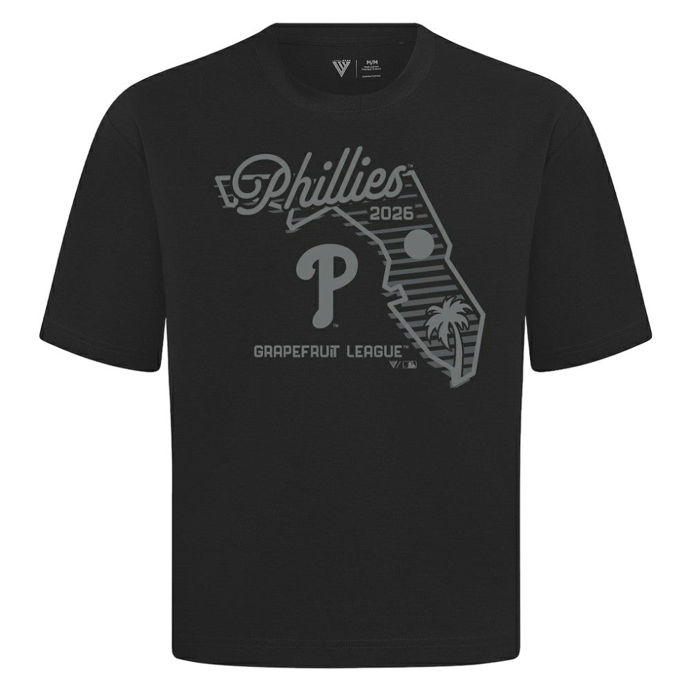 Philadelphia Phillies Levelwear Sunrise Luxe Signature Knit T-Shirt - Black T-shirts
