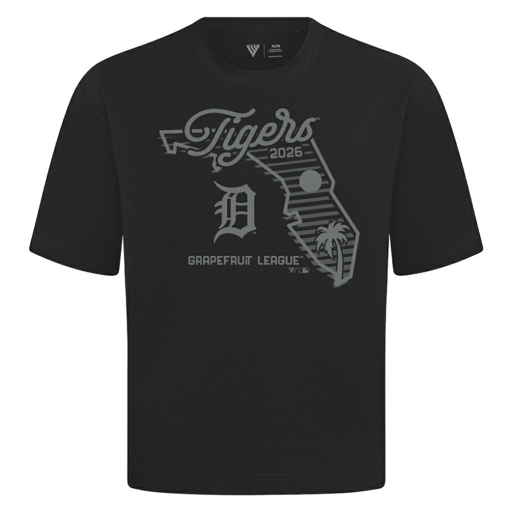 Detroit Tigers Levelwear Sunrise Luxe Signature Knit T-Shirt - Black T-shirts