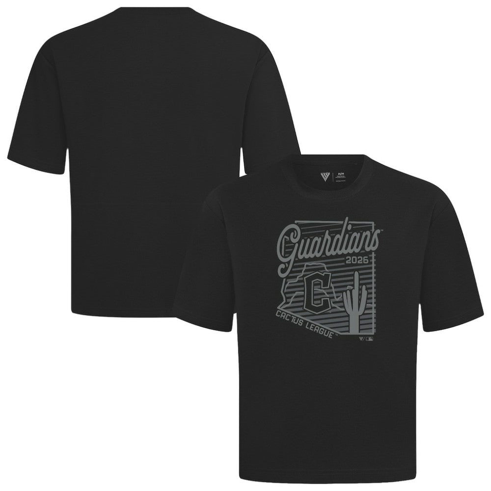 Cleveland Guardians Levelwear Sunrise Luxe Signature Knit T-Shirt - Black T-shirts