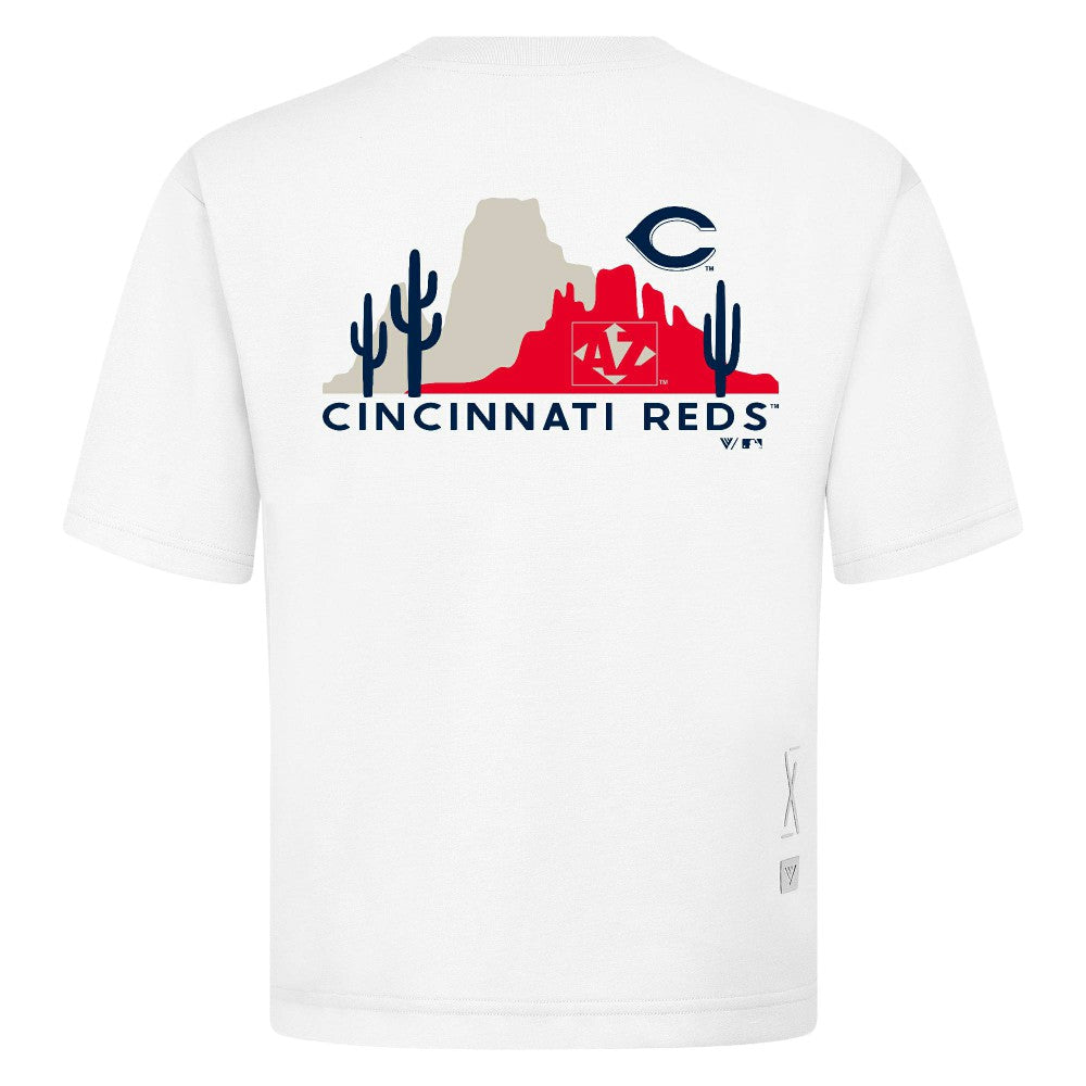 Cincinnati Reds Levelwear Panoramic Luxe Signature Knit T-Shirt - White T-shirts