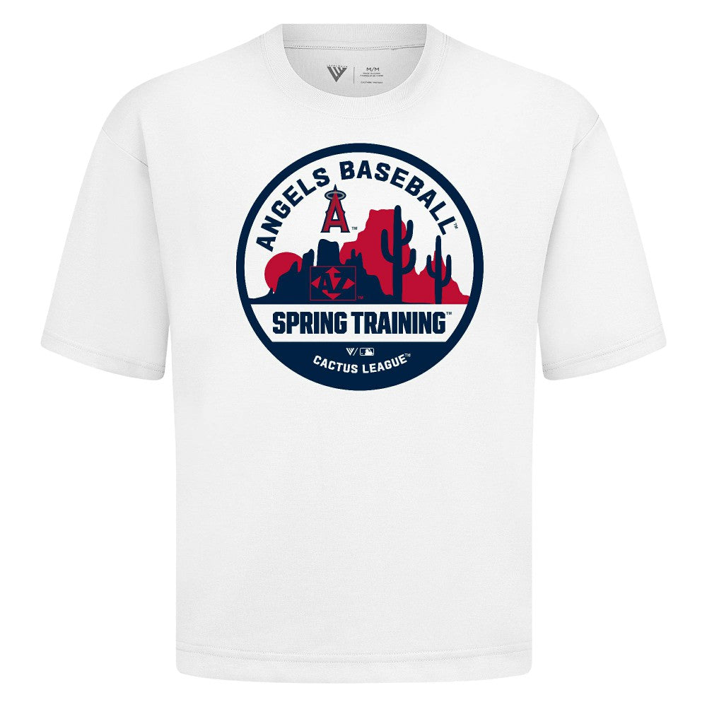Los Angeles Angels Levelwear Spring Training Badge Luxe Signature Knit T-Shirt - White T-shirts