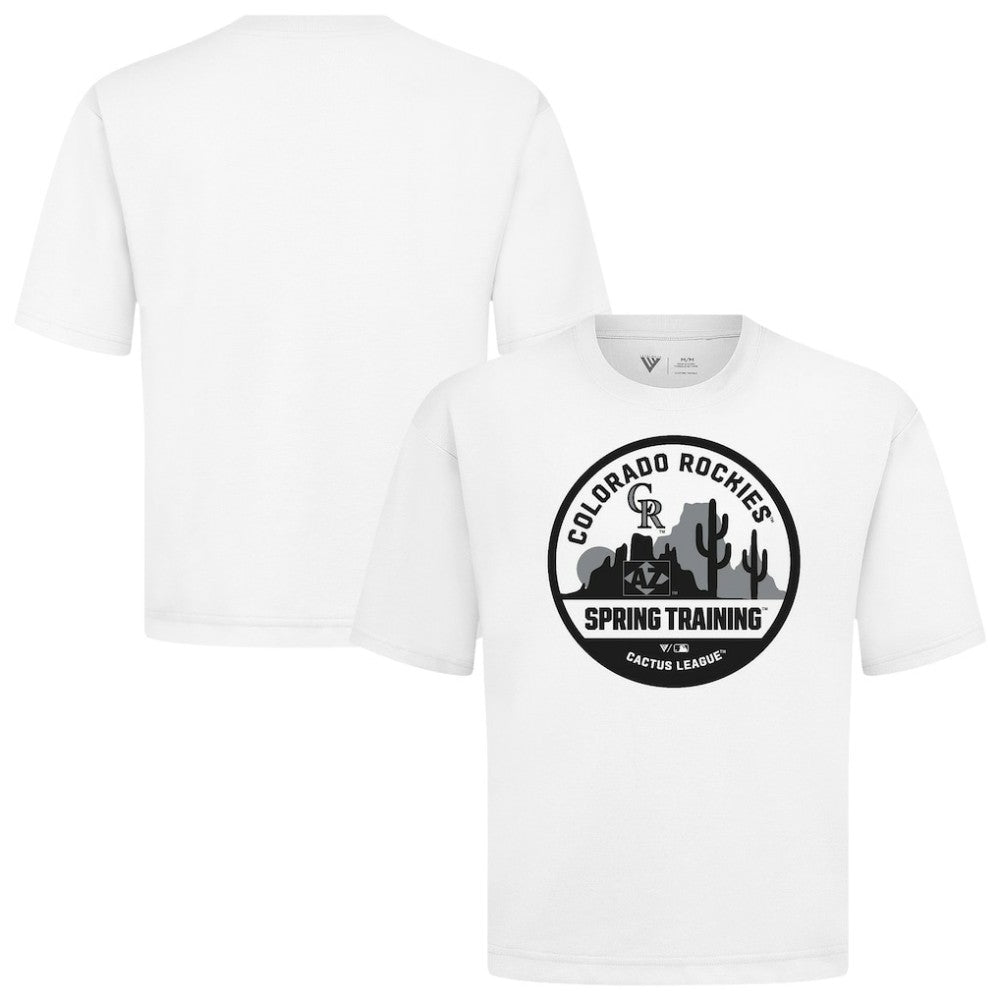 Colorado Rockies Levelwear Spring Training Badge Luxe Signature Knit T-Shirt - White T-shirts