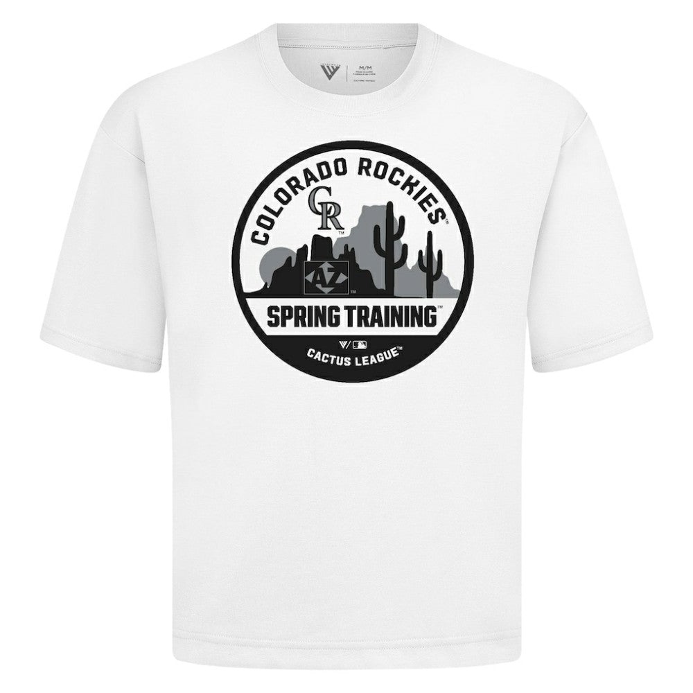 Colorado Rockies Levelwear Spring Training Badge Luxe Signature Knit T-Shirt - White T-shirts