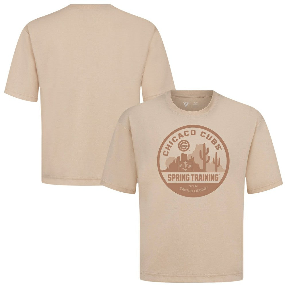 Chicago Cubs Levelwear Spring Training Badge Luxe Signature Knit T-Shirt - Khaki T-shirts