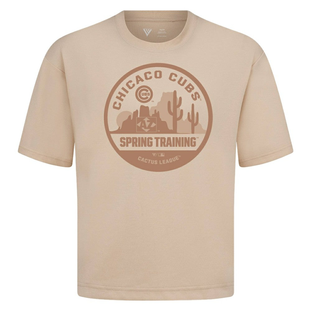 Chicago Cubs Levelwear Spring Training Badge Luxe Signature Knit T-Shirt - Khaki T-shirts