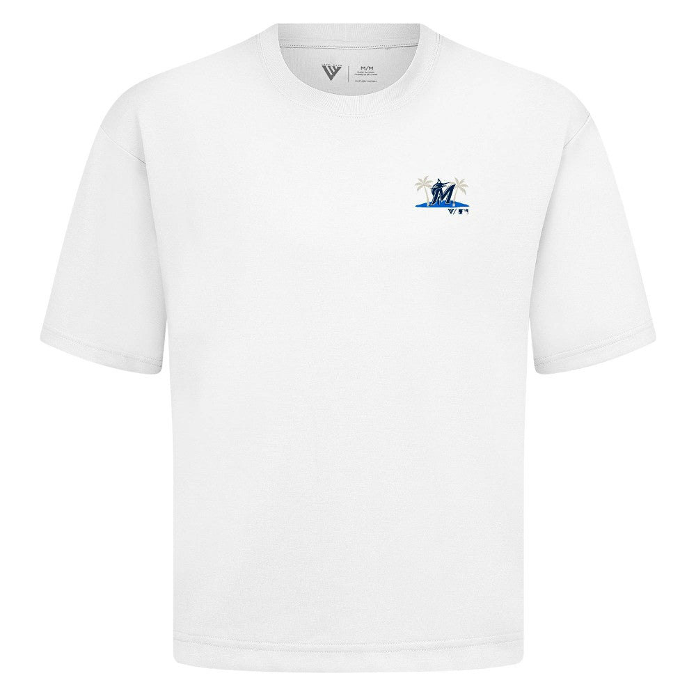 Miami Marlins Levelwear  Luxe Signature Knit T-Shirt - White T-shirts