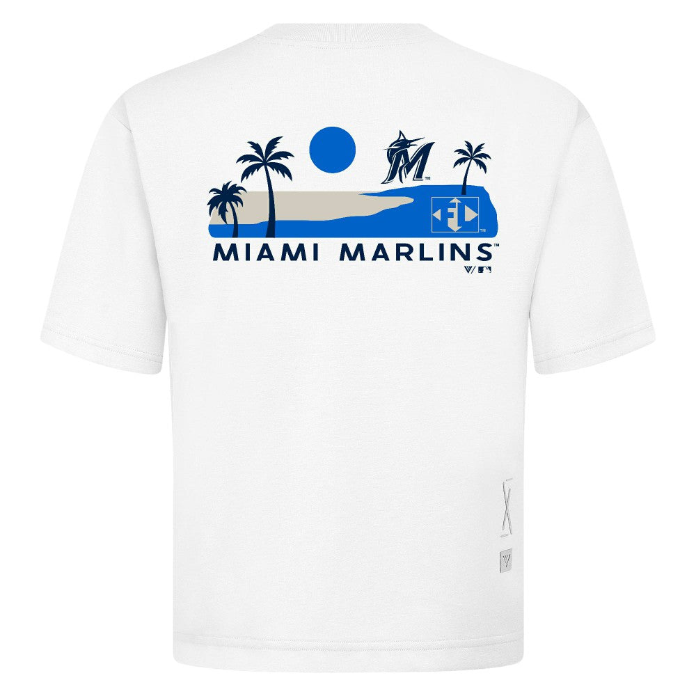 Miami Marlins Levelwear  Luxe Signature Knit T-Shirt - White T-shirts