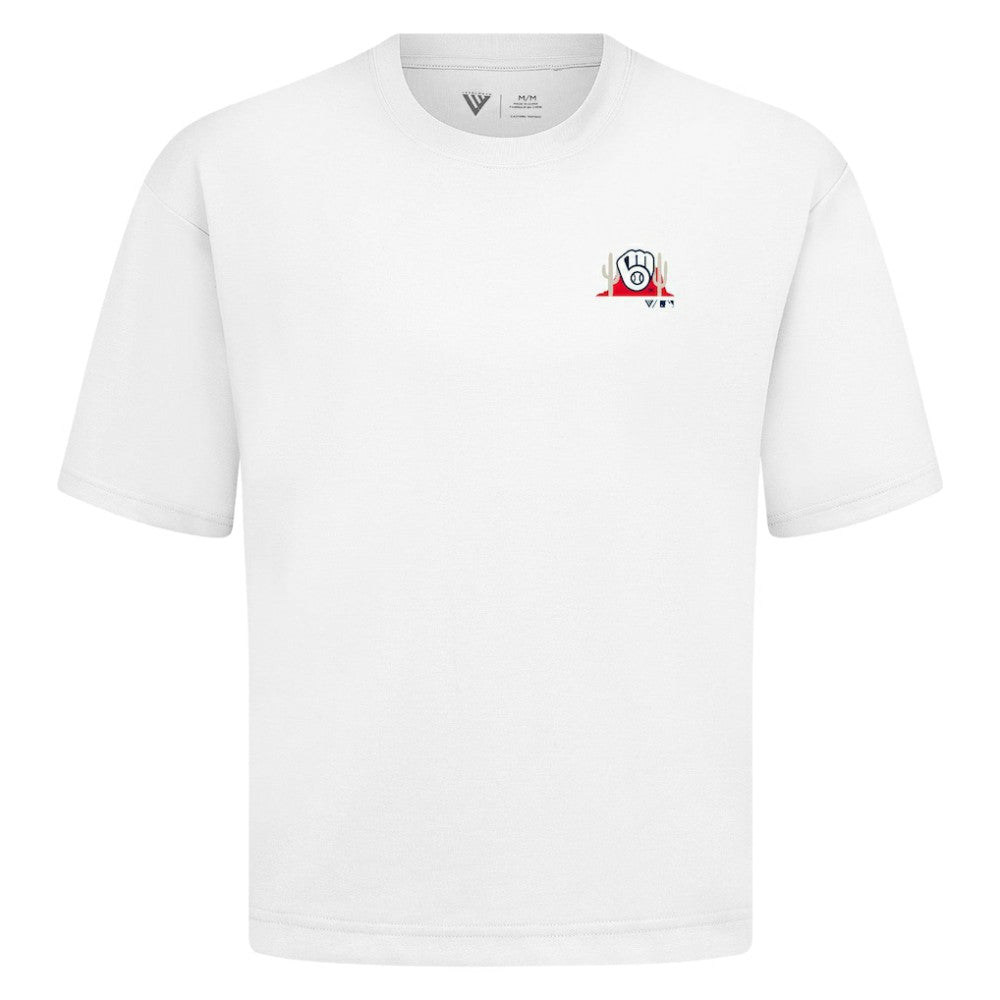 Milwaukee Brewers Levelwear  Luxe Signature Knit T-Shirt - White T-shirts