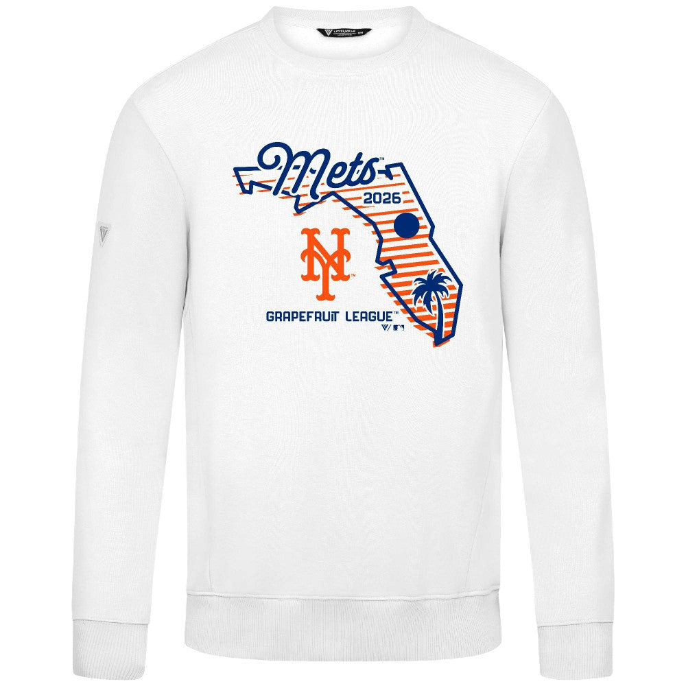 New York Mets Levelwear Zane Sunrise Sweatshirt - White Sweatshirts