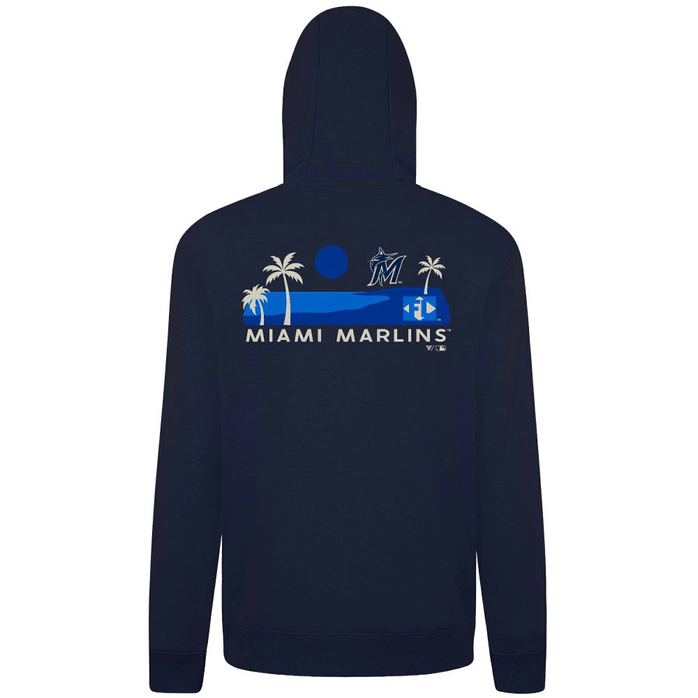 Miami Marlins Levelwear Panoramic Podium Hoodie - Navy Hoodies