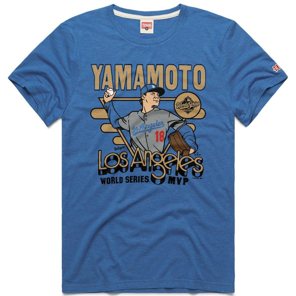 Yoshinobu Yamamoto Los Angeles Dodgers Homage Unisex 2026 Gold Collection World Series MVP Tri-Blend T-Shirt - Royal T-shirts
